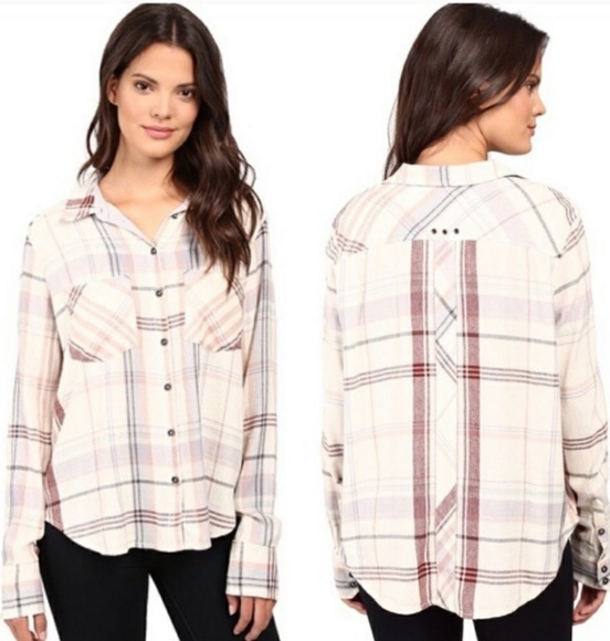 Free People"Wesley" Plaid Print Top - Picture 2 of 8
